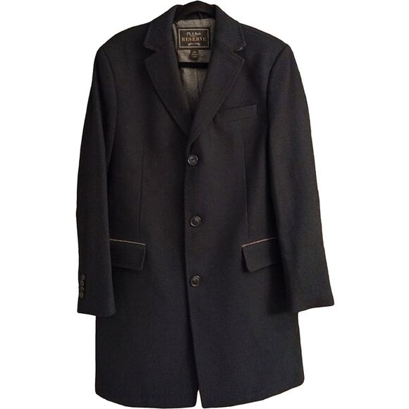 JOS A BANK RESERVE TOPCOAT, Size 38 Short, Navy Blue w/ Brown Trim NWOT - Picture 5 of 16